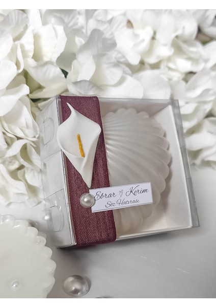 Kutulu Keten Kurdeleli Istiridye Mum 20 Adet Söz Nişan Nikah leri