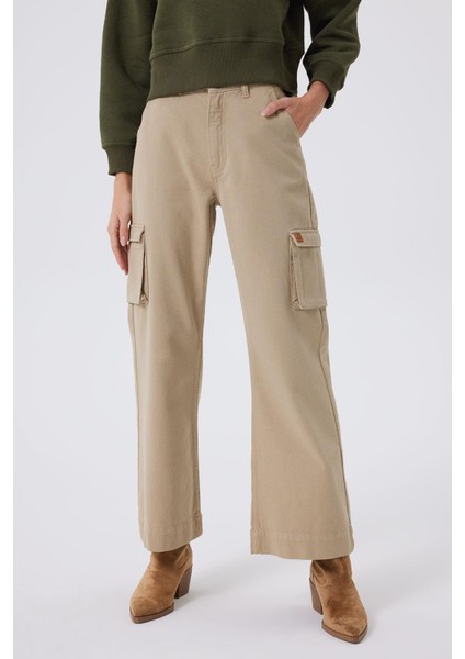 Yüksek Bel Straight Bej Kadın Pantolon 241 Lcf 121019 Sandy Bej