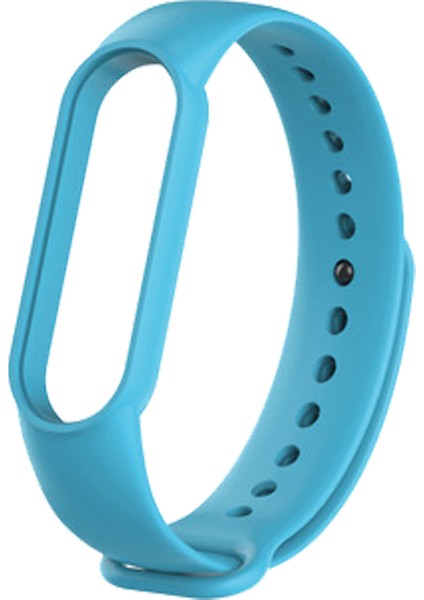 Xiaomi Mi Band 5 ve 6 Akıllı Bileklik Silikon Kordon Kayış Açık Mavi