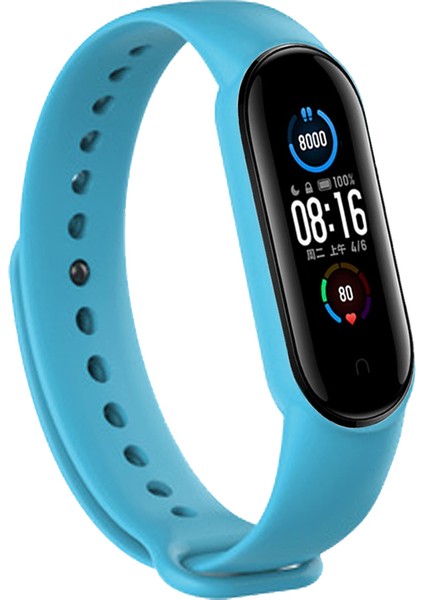 Xiaomi Mi Band 5 ve 6 Akıllı Bileklik Silikon Kordon Kayış Açık Mavi fiyatları