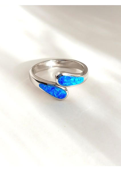 Gümüş Mavi Opal Damla Sarılan Free Tasarım Kadın Yüzük Doğum Günü Hediye fiyatları