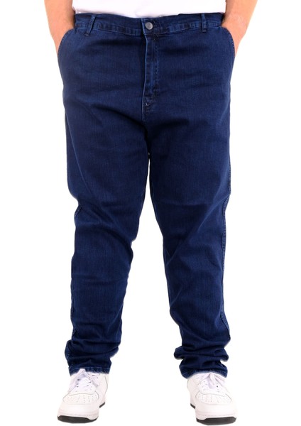 Mode Xl Büyük Beden Erkek Kot Pantolon Yan Cep Chıno 18880 Mavi