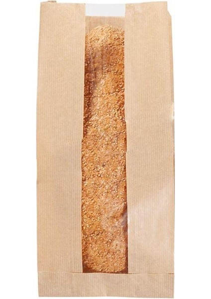 Pencereli Şemua Çizgili Baget Ekmek Fırın Kese Kağıdı - Orta Boy - 15 x 33 Cm. - 0.5 Kg. - Paket modelleri