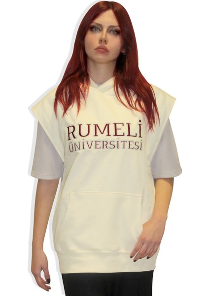 Naturel Beyaz Unisex Hoodie Shirt Rumeli Üniversitesi fırsatları