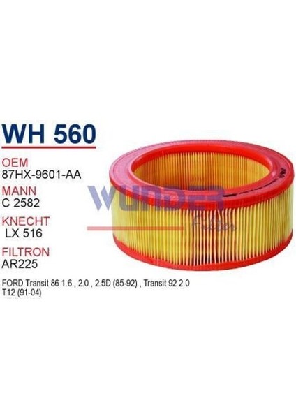 Wunder WH560 Hava Filtresi Ford Transit T12 fiyatları
