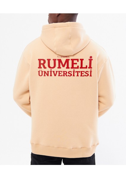 Bej Unisex Hoodie Numb Rumeli Üniversitesi