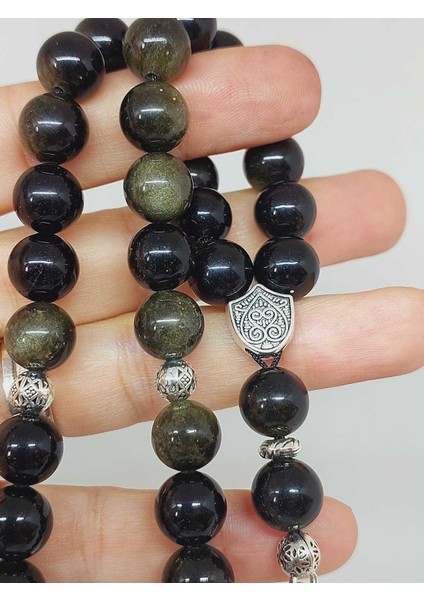 Golden & Siyah Obsidyen Taşı 33LÜK Tesbih 10MM (36015) fiyatları