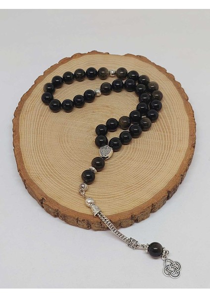 Golden & Siyah Obsidyen Taşı 33LÜK Tesbih 10MM (36015) fırsatları