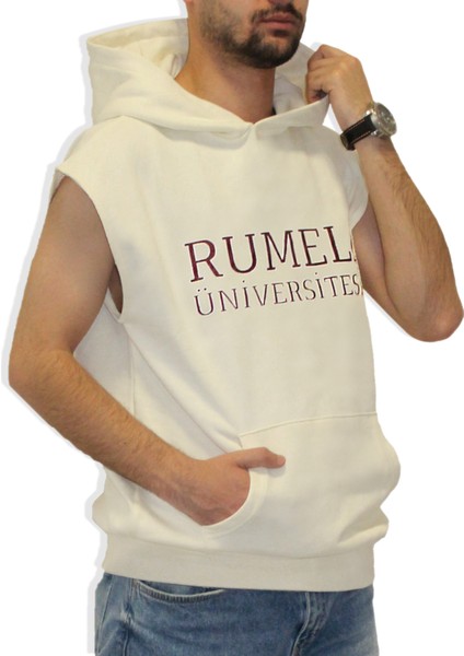 Naturel Beyaz Unisex Hoodie Shirt Rumeli Üniversitesi modelleri