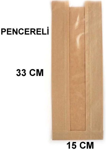 Pencereli Şemua Çizgili Baget Ekmek Fırın Kese Kağıdı - Orta Boy -15X33 Cm. -1.5 kg - Ort. 240 Ad fiyatları