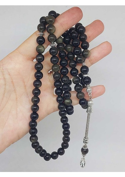 Golden & Siyah Obsidyen Taşı 99LUK Tesbih 8mm (1250) indirimleri
