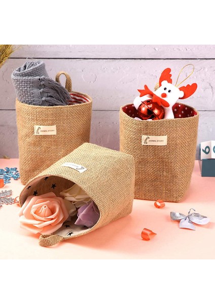 9 Parça Mini Duvara Asılı Saklama Torbaları Pamuk Keten Katlanabilir Depolama Sepeti Kutusu Dekoratif Asılı Çanta (Yurt Dışından) modelleri