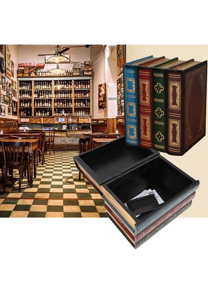 Avrupa Retro Saklama Kutusu Kitap Şekli Saklama Kutusu Sahte Kitap Ahşap Mücevher Kutusu Ofis Dekorasyon Gizli Ürün Saklama Kutusu (Yurt Dışından)