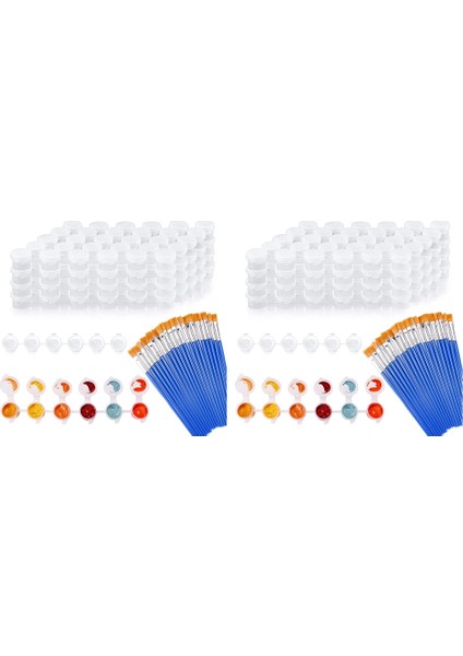 40 Şerit 240 Tencere Boş Boya Kapları Şeritler Mini Şeffaf Saklama Kapları ve 40 Adet Boya Fırçaları Boyama Sanatları El Sanatları (Yurt Dışından)