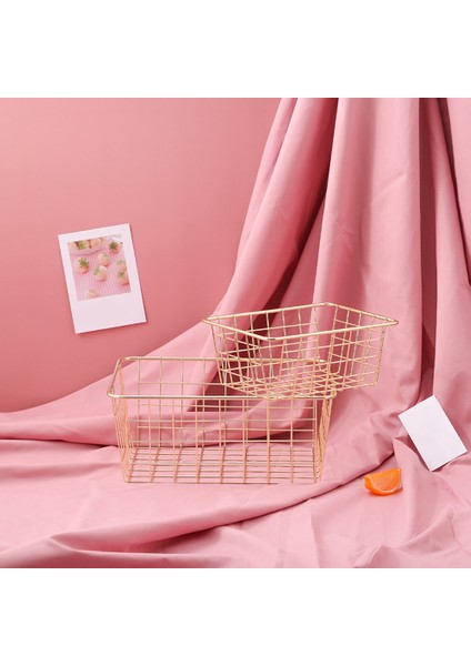 Depolama Sepeti Düz Renk Ev Demir Sepet Saklama Kutusu Yatak Odası Banyo Altın S (Yurt Dışından) modelleri