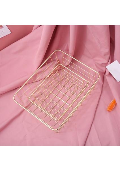 Depolama Sepeti Düz Renk Ev Demir Sepet Saklama Kutusu Yatak Odası Banyo Altın S (Yurt Dışından) fırsatları