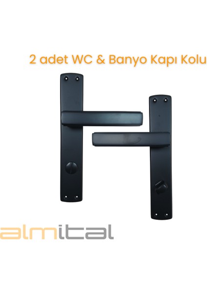 Lusso Siyah 5 Adet Oda 2 Adet Wc Aynalı Kapı Kolu Set modelleri