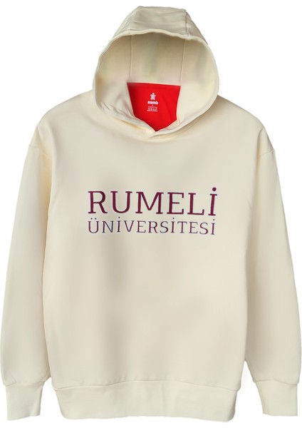 Naturel Beyaz Unisex Hoodie Rumeli Üniversitesi