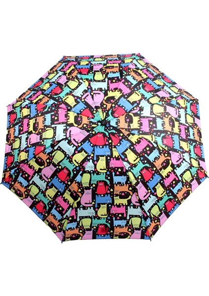 Kedi Desenli Canlı Lüx Renkli Baskılı Rüzgara Dayanıklı 8 Telli Katlanabilir Manuel Şemsiye indirimleri