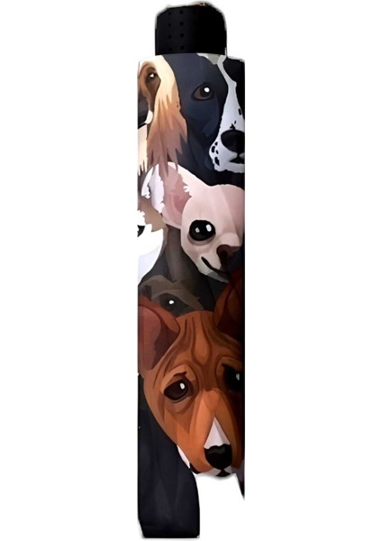 Sevimli Köpek Desenli Canlı Lüx Renkli Baskılı Rüzgara Dayanıklı 8 Telli Katlanabilir Manuel Şemsiye fırsatları