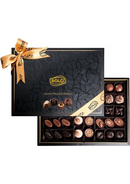 Siyah Floral Kutu Hediye Çikolata 465G modelleri