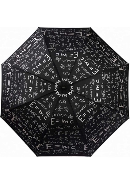 Matematik Formül Desenli Lüx Renkli Baskılı Rüzgara Dayanıklı 8 Telli Katlanabilir Manuel Şemsiye