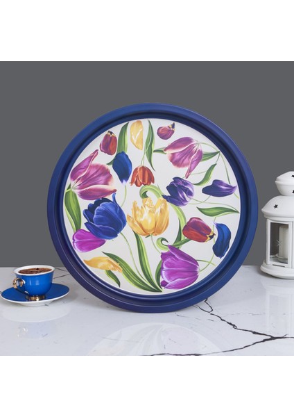 Home Lale Desenli Metal Tepsi