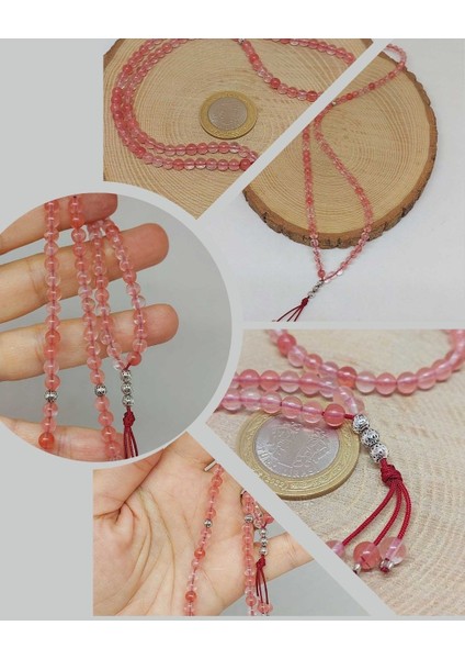 Gül Kuvars Taşı 99LUK Tesbih 4mm (45212)