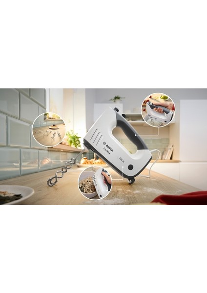 Mfq37400 El Mikseri, Ergomixx, 750 W, Beyaz, Gri