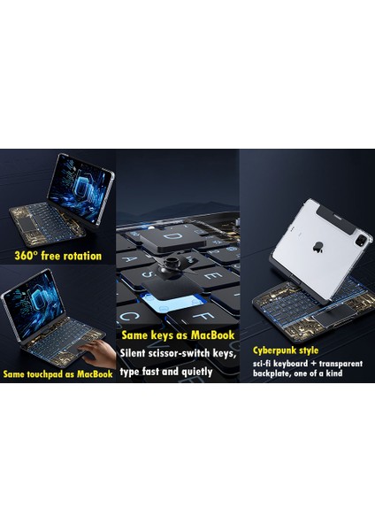Apple iPad Air 11INÇ M2 Air 4/5/6. Nesil 10.9inç Kılıf Kablosuz Dönebilen Klavyeli Kılıf Keyboard fırsatları