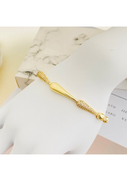 Damla Bileklik Kuyumcu Model Botte Kadın Bileklik Vip Seri 14 Ayar Gold 17cm