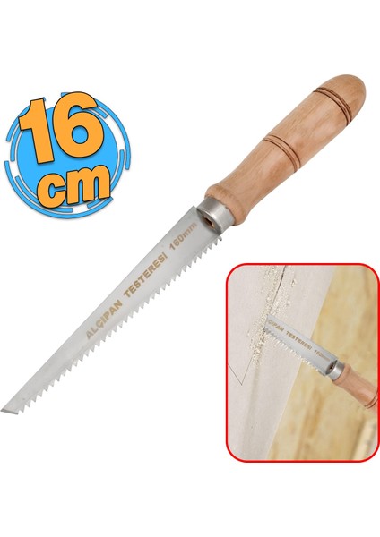 Ahşap Saplı Alçıpan Kesme Testeresi 160 mm 16 cm 38 Keskin Diş Delik Açma Usta Aleti