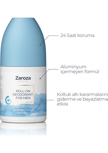 Roll On Beyazlatma Etkili 24 Saat Koruyucu Aluminyum Içermeyen Erkek 75 ml modelleri