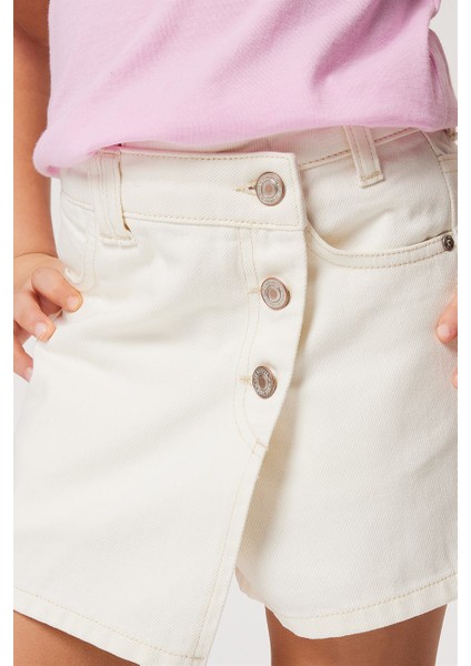 Lastikli Bel Normal Beyaz Kadın Denim Şort 232 Lcg 121009 Tao White Jean fiyatları
