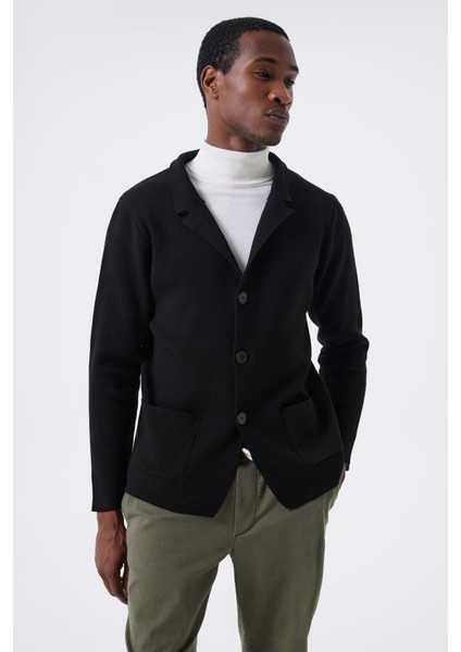 Klasik Yaka Slim Fit Siyah Erkek Kazak 241 Lcm 242007 Merlo Sıyah modelleri