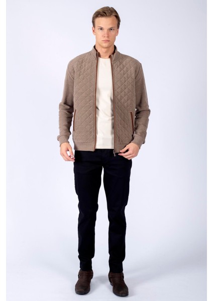 Dik Yaka Bej Erkek Sweatshırt 241 Lcm 241013 Newjump Bej