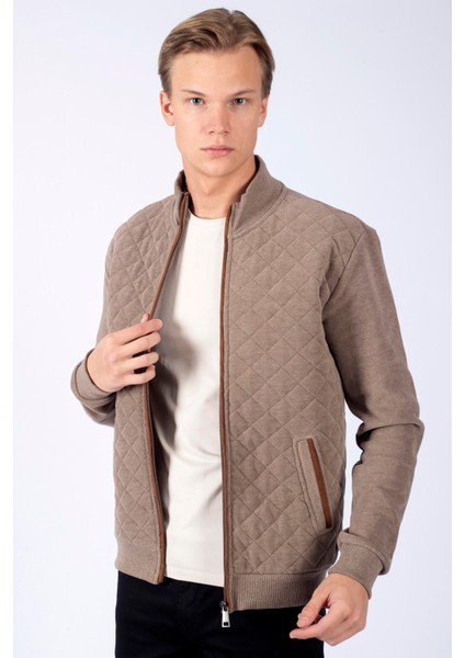 Dik Yaka Bej Erkek Sweatshırt 241 Lcm 241013 Newjump Bej