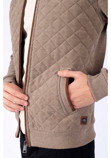 Dik Yaka Bej Erkek Sweatshırt 241 Lcm 241013 Newjump Bej