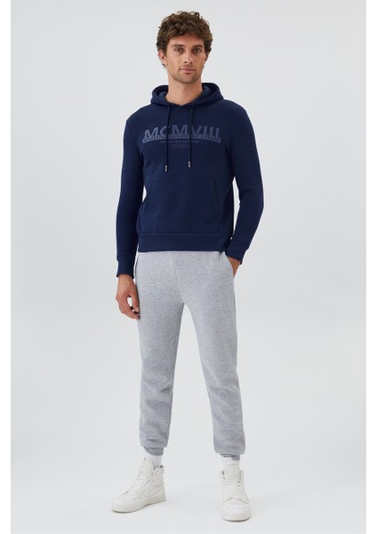 Kapüşon Yaka Lacivert Erkek Sweat Shirt 231 Lcm 241016 Garen