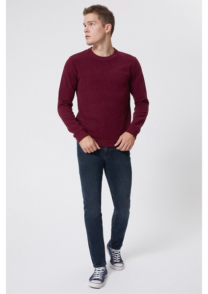 O Yaka Bordo Erkek Sweatshirt 231 Lcm 241011 Newdwade Bordo