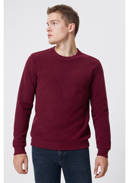 O Yaka Bordo Erkek Sweatshirt 231 Lcm 241011 Newdwade Bordo