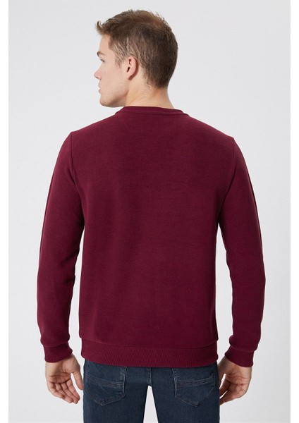 O Yaka Bordo Erkek Sweatshirt 231 Lcm 241011 Newdwade Bordo