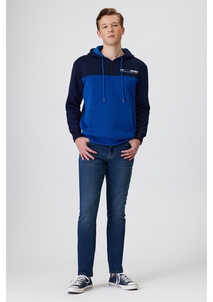 Kapüşon Yaka Lacivert Erkek Sweatshirt 231 Lcm 241017 Juno Lacä°vert-Ä°ndä