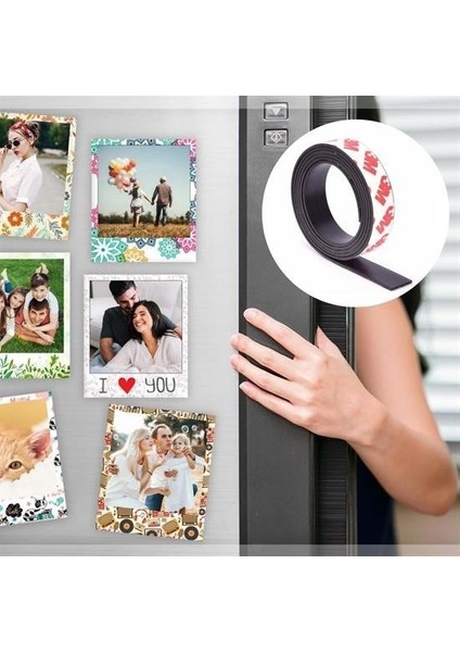 Yapışkanlı Şerit Mıknatıs Magnet Kes Kullan Güçlü Sağlam Rulo Çıkarılması Kolay Siyah 2 cm x 1 mt