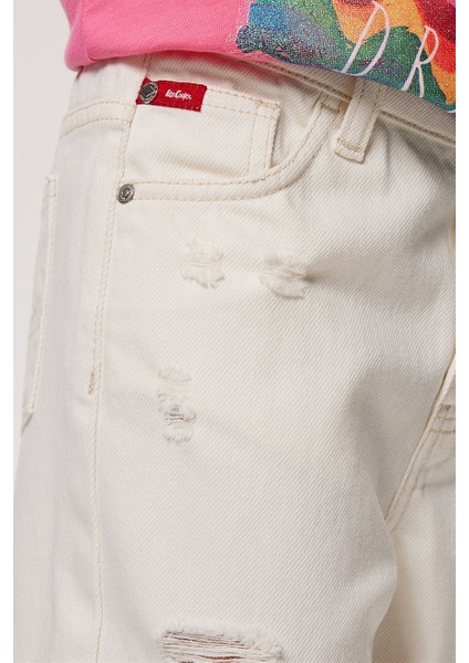 Lastikli Bel Beyaz Kız Çocuk Denim Pantolon 232 Lcg 121003 Maldives White Jean