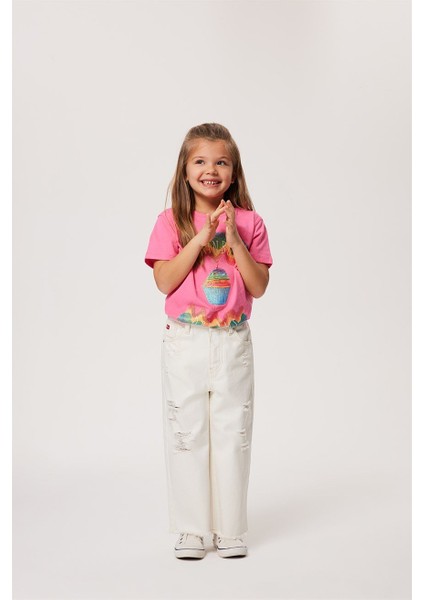 Lastikli Bel Beyaz Kız Çocuk Denim Pantolon 232 Lcg 121003 Maldives White Jean fırsatları
