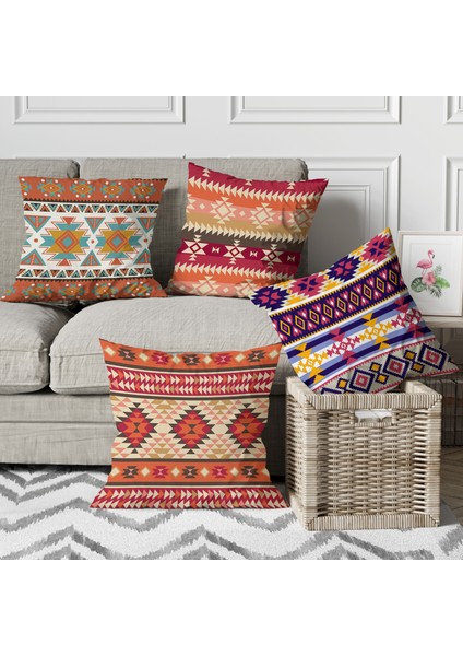 Etnik Desenli Dijital Baskılı Yastık Kırlent Kılıfı