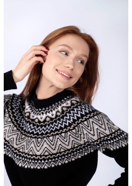 Bisiklet Yaka Basic Siyah Kazak Kadın 241 Lcf 261004 Alısa Sıyah