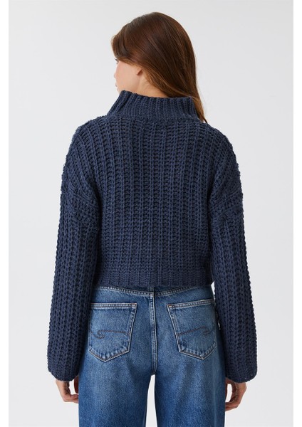 Dik Yaka Örgü Indigo Kadın Kazak 231 Lcf 241011 Laura Indıgo fırsatları