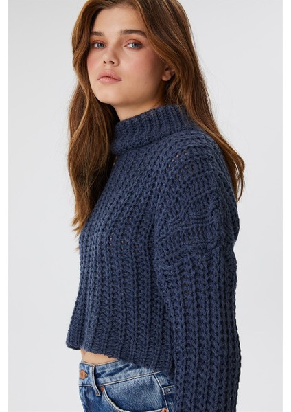 Dik Yaka Örgü Indigo Kadın Kazak 231 Lcf 241011 Laura Indıgo indirimleri